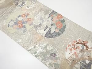 プラチナ二重箔　琳派花鳥絵図織り出し袋帯